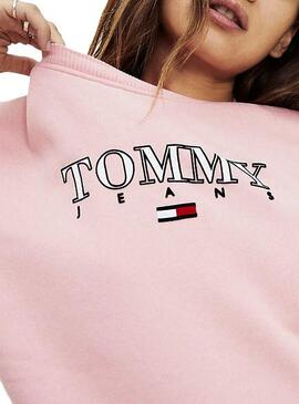 Sweatshirt Tommy Jeans Essential Logo Pink Damen