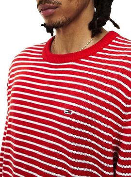 Pullover Tommy Jeans Essential Streifen Rot Herren