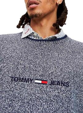 Pullover Tommy Jeans Melange Blau Für Herren