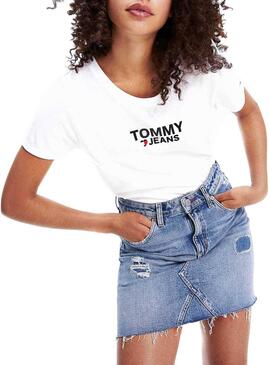 T-Shirt Tommy Jeans Corp Heart Logo Weiß Damen
