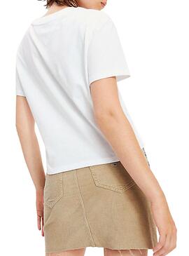T-Shirt Tommy Jeans Cropped Logo Weiß Damen
