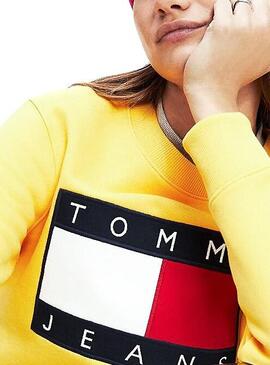 Sweatshirt Tommy Jeans Flag Crew Gelb Damen