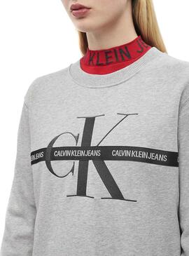 Kleid Calvin Klein Taping Monogram Grau Damen