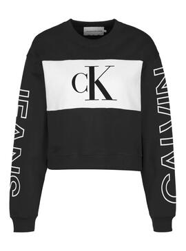 Sweatshirt Calvin Klein Blocking Logo Schwarz Dame