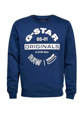 Sweatshirt G-Star Original Logo GR Blau Für Herren