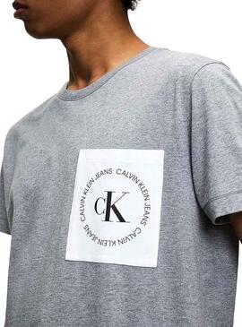 T-Shirt Calvin Klein Jeans Round Logo Grau Herren