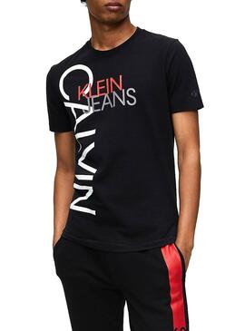 T-Shirt Calvin Klein Jeans Vertikal Schwarz Herren
