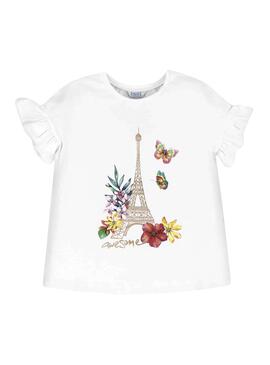 T-Shirt Mayoral Eiffelturm Weiß für Mädchen