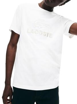 T-Shirt Lacoste Stickerei Weiß Für Herren