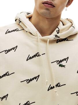 Sweatshirt Lacoste Live Beige Logos für Herren