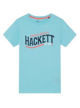 T-Shirt Hackett Logo Retro Blau für Jungen