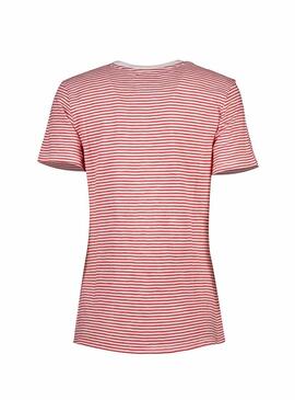 T-Shirt Vintage Logo Stripe Rot Für Damen