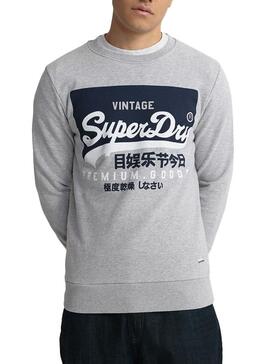 Sweatshirt Sueprdry Vintage Logo Grau Herren