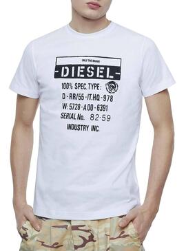 T-Shirt Diesel Label Weiß für Herren