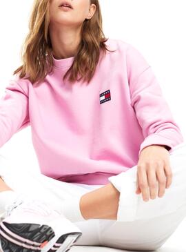 Sweatshirt Tommy Jeans Badge Pink Damen