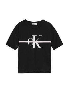 T-Shirt Calvin Klein Stripe Schwarz für Mädchen
