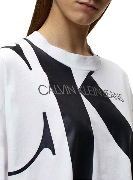 T-Shirt Calvin Klein Jeans Weiße Große CK Damen