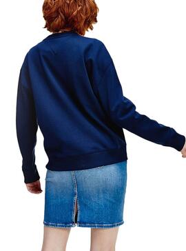 Sweatshirt Tommy Jeans Modern Logo Marine Blau Damen