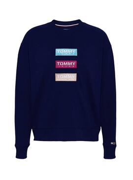 Sweatshirt Tommy Jeans Modern Logo Marine Blau Damen