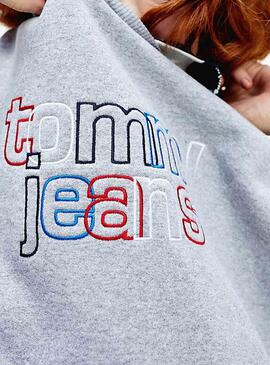 Sweatshirt Tommy Jeans Modern Logo Gris Para Damen