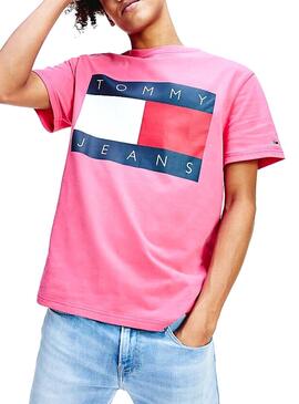 T-Shirt Tommy Jeans Big Flag Fucsia für Herren