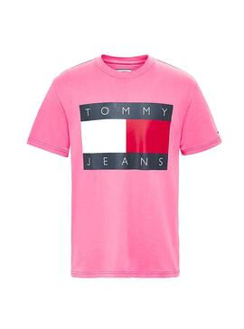 T-Shirt Tommy Jeans Big Flag Fucsia für Herren