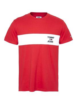 T-Shirt Tommy Jeans Chest Stripe Rot für Herren