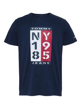T-Shirt Tommy Jeans Vertikales Logo Blau 