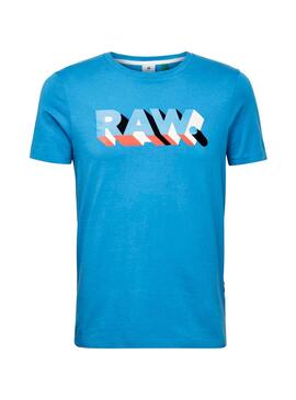 T-Shirt G-Star Raw Text Blau für Herren