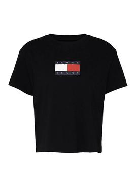 T-Shirt Tommy Jeans Flag Schwarz für Damen