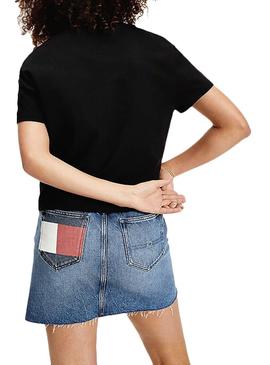 T-Shirt Tommy Jeans Flag Schwarz für Damen