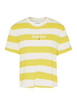 T-Shirt Tommy Jeans Streifen Gelb für Damen