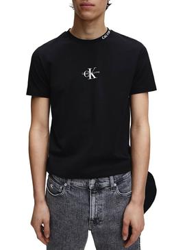 T-Shirt Calvin Klein Center Monogram Schwarz Herren