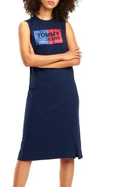 Kleid Tommy Jeans Logo Tank Marino Damen