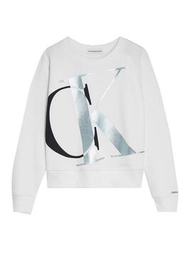 Sweatshirt Calvin Klein Monogram Weiss für Mädchen