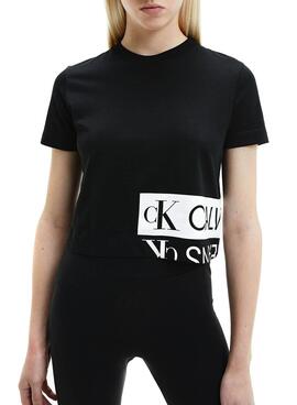T-Shirt Calvin Klein Mirrored Schwarz für Damen