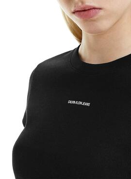 T-Shirt Calvin Klein Micro Crop Schwarz für Damen