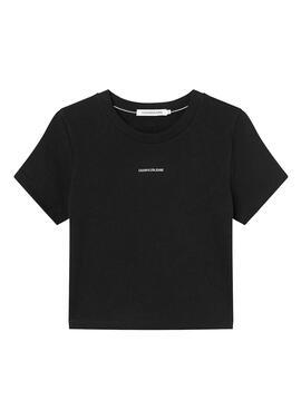 T-Shirt Calvin Klein Micro Crop Schwarz für Damen
