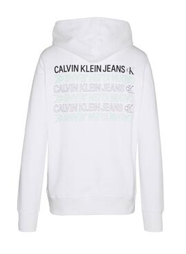 Sweatshirt Calvin Klein Repeat Text  Weiss Herren