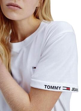 T-Shirt Tommy Jeans Crop Branded Weiss Damen