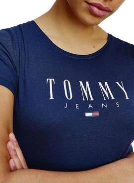 T-Shirt Tommy Jeans Essential Logo Marineblau Damen