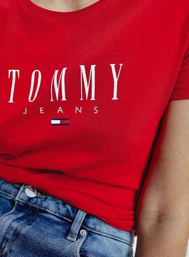 T-Shirt Tommy Jeans Essential Logo Rot Damen