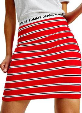 Rock Tommy Jeans Stripe Bodycon Rot Damen