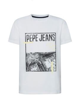 T-Shirt Pepe Jeans Crispin Weiss für Junge
