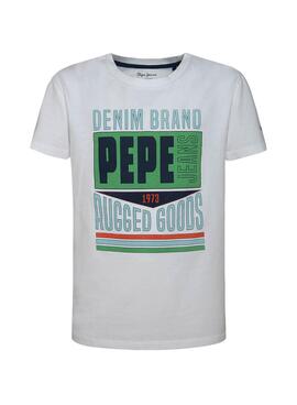 T-Shirt Pepe Jeans Finn Weiss für Junge