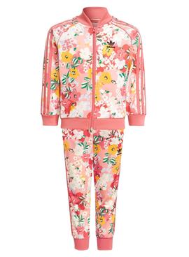 Trainingsanzug Adidas Floral Rosa für Mädchen