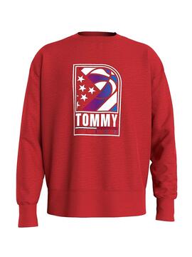 Sweatshirt Tommy Jeans Basketball Rot für Herren