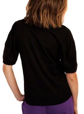T-Shirt Naf Naf Contrast Schwarz für Damen