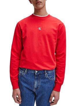 Sweatshirt Calvin Klein Jeans Puffdruck Rot Herren