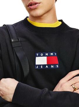 Sweatshirt Tommy Jeans Small Flag Schwarz für Herren